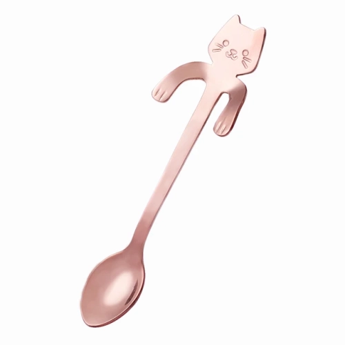 Set of 4 cute cat spoons made of stainless steel, perfect for coffee, tea, ice cream, and desserts. Ideal kitchen accessories for home flatware.