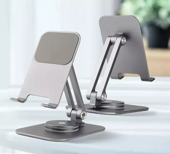 Artpowers Metal Foldable Cellphone Support Stand Holder: 360° Rotation for iPhone, Huawei, Samsung, and Other Smartphones - Stylish Phone Accessories