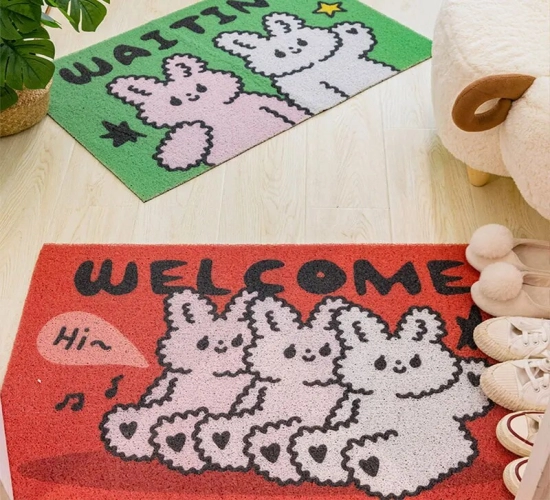Charming Entry Door Mat: PVC Silk Loop Carpet for Home Entryway, Porch, and Door – Non-slip Dust Mat with Cute Design, Perfect Foot Pad Rugs