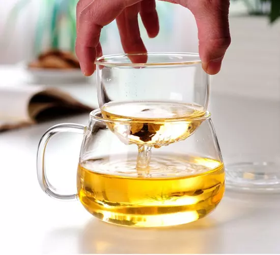 High-Temperature Resistant Glass Teacup with Infuser