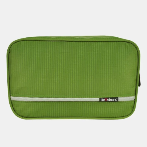 Introducing a compact travel toiletry bag with a sturdy hanging hook for men and women. Ideal for organizing cosmetics and makeup in the shower.