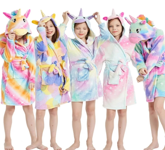 Winter Children's Unicorn Bath Robes 2021 Kids' Kigurumi Animal Flannel Sleepwear for Big Boys and Girls - Pyjamas Nightgown