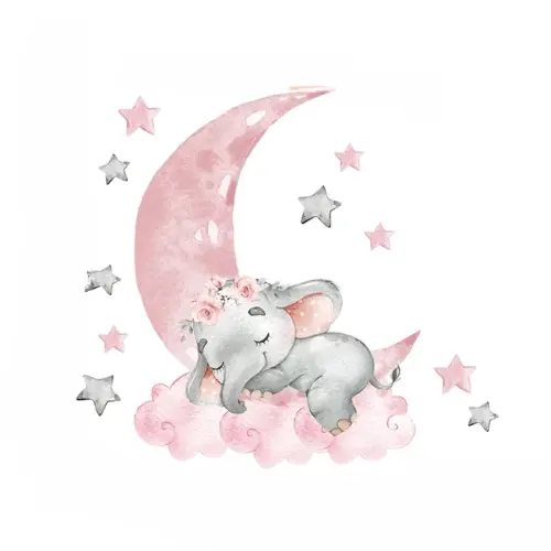 Hot Air Balloon Decals and Moon with Stars for Girl's Baby Nursery Decor. Create a charming and whimsical atmosphere.