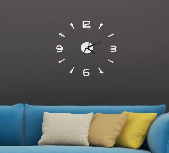 "Modern 3D Wall Clock with Mirror Wall Stickers - Creative DIY Design, Mute Quartz Needle Watch, Perfect Home Decor (Popular Choice!)"