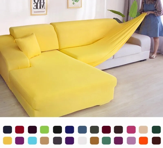 Solid Corner Sofa Covers - Elastic Slipcovers with Durable Material, Ideal Sofa Skin Protectors for Pets, Chaise Longue Covers, L-Shape Sofas, and Armchairs