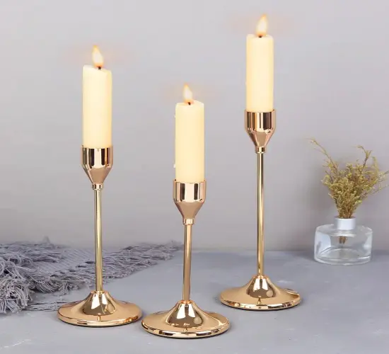 Set of 3 European Style Metal Candle Holders - Elegant Candlesticks for Wedding Table Decor, Fashionable Candle Stand, Exquisite Christmas Table Centerpiece