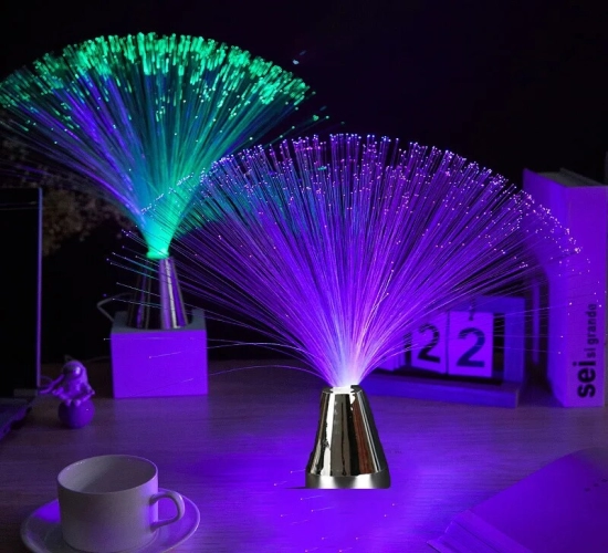 Multicolor LED Fiber Optic Lamp Perfect for Interior Decoration, Centerpieces, Holidays, Weddings, and Nighttime Lighting