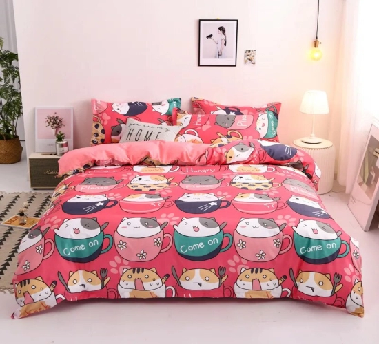 Adorable cartoon-themed Duvet Cover Set for Double Bed, includes Euro Pillowcases perfect for your bedroom. Size: 200x200. (Note: Sheets not included)"