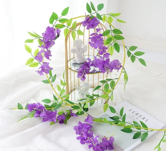 Real Touch Silk Flower String: Wedding Vine Decoration, Perfect for Home Hanging Garland and Party Decor