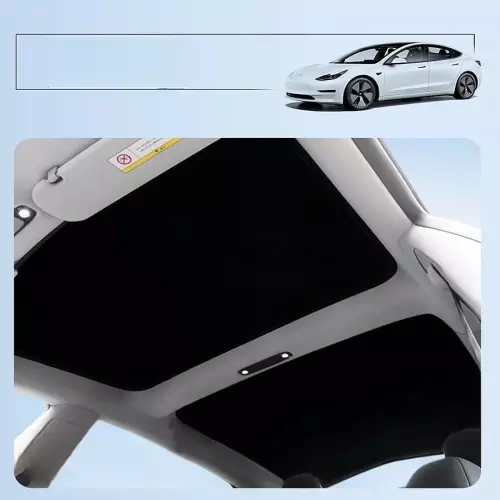 AJIUYU Sunroof Sunshade for Tesla Model 3 Y 2021-2023: Upgraded Ice Cloth with Buckle Design, Sun Shades for Glass Roof, Front and Rear Skylights