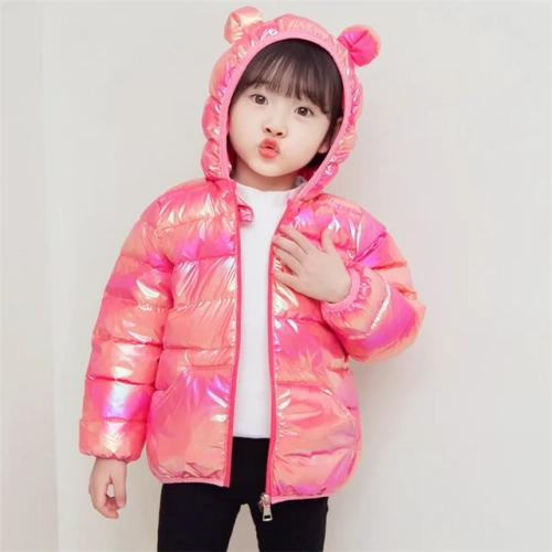 Hooded Lightweight Down Jackets for Children - Perfect for Girls, Boys, and Babies. These Warm Outerwear Pieces in Colorful Fabric are Ideal for Kids' Autumn Wardrobe, Offering Comfortable and Casual Clothing."