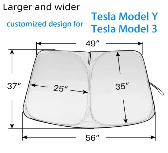 Sun Shade Covers for Car Windshield Front Window Visors, Sunscreen Protector Designed for Tesla Model 3 Y, Sunshade Accessories.