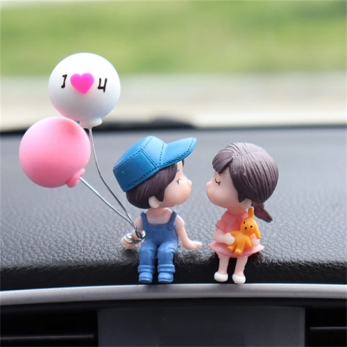 Cute Cartoon Couples Action Figure Balloon Ornament for Car Interior Dashboard - Perfect Girls' Gift, Auto Accessories