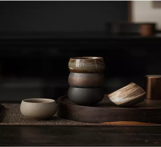 Japanese Handmade Stoneware Tea Cup - Kung Fu Style