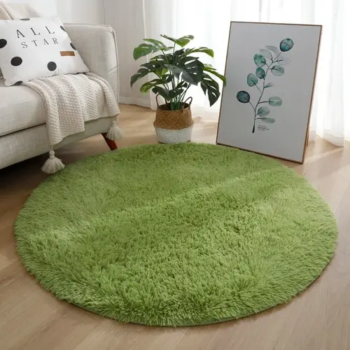 Soft Plush Round White Rug: Perfect Children's Carpets for Living Room and Home Decor. Ideal for creating a cozy play area in kid's bedrooms or baby rooms.