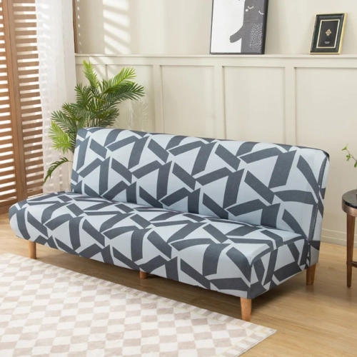 "Geometric Print Spandex Sofa Bed Cover: Folding Design, Stretchable, Double Seat Slipcover for Living Room"