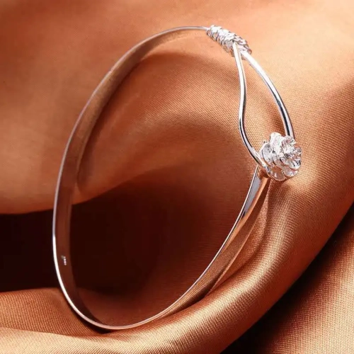 Trendy Silver-Toned Bracelets for Women: Fine and Elegant Flower Bangle with Adjustable Design - Perfect Jewelry for Fashion, Parties, and Thoughtful Gifts for Girls and Students"