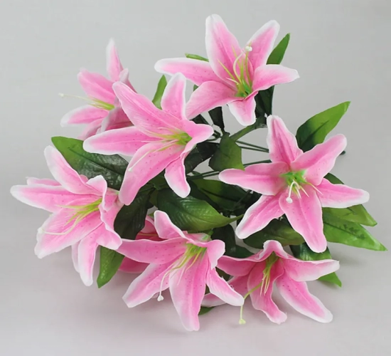 Silk Lily Flower Bouquet: European-Style Artificial Flowers in Multicolor, Ideal for Wedding, Home Party Decoration, and Bridal Decor