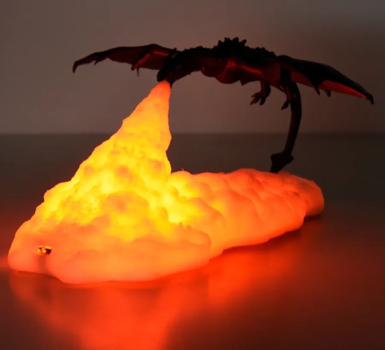 3D Print LED Fire Dragon and Ice Dragon Lamps - Room Decor for Home Desktop, Rechargeable, Perfect Gift for Children and Family Home Decor.