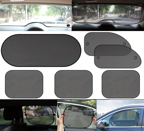 Summer Mesh Sunshade Set for Vehicles Window and Rear Sunscreens, Side Blockers, and Oblique Car Sunscreen for Auto Protection.