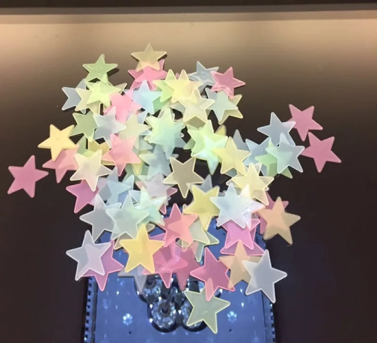 Set of 50 Luminous 3D Stars Glow in the Dark Wall Stickers. Perfect for Kids' Baby Rooms, Bedrooms, and Home Decor on Walls and Ceilings.