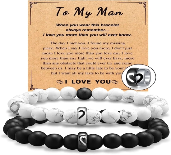 Matching Couple Ring Bracelets: Thoughtful Gifts for My Love, My Man, Boyfriend, Soulmate – Ideal for Valentine's Day, Anniversary, Birthday, and Christmas"