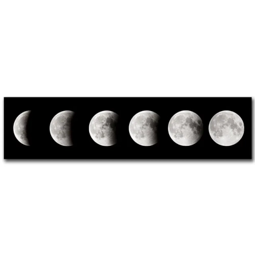 Black and White Moon Phase Wall Art - Aesthetic Canvas Prints for an Abstract Painting Look, Perfect for Living Room Home Decor