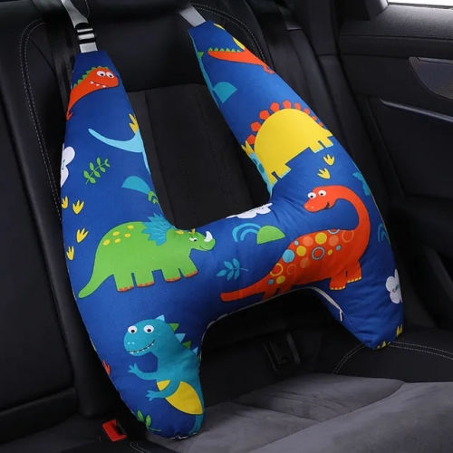 U-Shape Children's Travel Pillow with Cute Animal Patterns for Car Seat Safety and Head Support