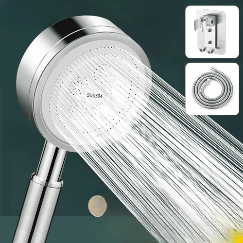 304 Stainless Steel High-Pressure Handheld Shower Head: Wall-Mounted, Pressurized, and Water-Saving Design for a Luxurious Rainfall Experience in the Bathroom.