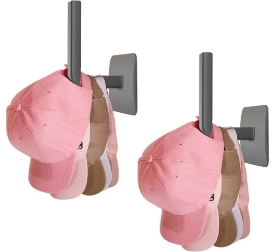 Adhesive Hat Hooks for Wall - No-Drill Hat Rack for Storage and Display - Available in 1 or 2 Pcs