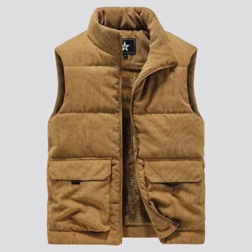 Stay Stylishly Warm: Men's Plus Size Wool and Cotton-Padded Sleeveless Vests for Winter Fashion