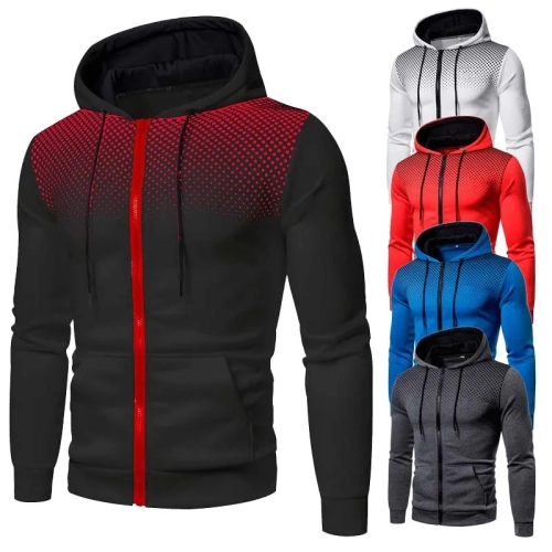 Men's Zip Up Hoodie Sweatshirt with Graphic Polka Dot Print, Zipper Pocket, Perfect for Sports, Outdoor Activities, and Casual Daily Wear. Stay Slim and Stylish with this Trendy Sweatshirt