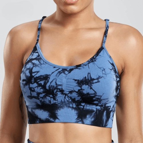 Tie-Dye Sport Bra for Women's Fitness Underwear, complete with a Chest Pad for added support. The Elastic Slim design makes it an ideal Workout Tank Top, doubling as an Athletic Vest for chic and comfortable gym clothing.