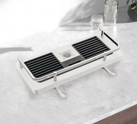 Shower Shelf without Holes – Convenient Bathroom Rod Tray Storage for Home