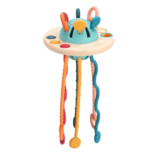 Silicone Teething Toy for Babies – Bebe Early Development Pull String Toy for Ages 0-3 Years.