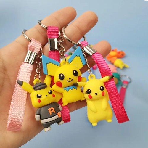 Random Pokemon Keychain - Kawaii Pikachu Keyring Featuring Cute Action Figures, Perfect Children's Toys Gifts and Pendants
