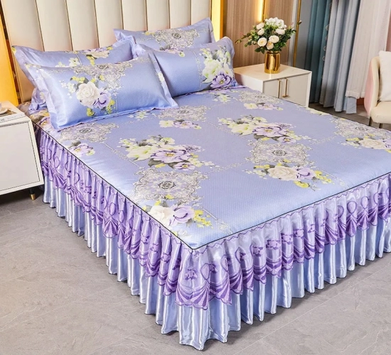 Classic Lace Royal Blue Bedding Set 2/3 Pieces Including Bedspread, Bed Skirt, and Machine-Washable Sheets with Elastic Band - Perfect for Queen and King Size Beds