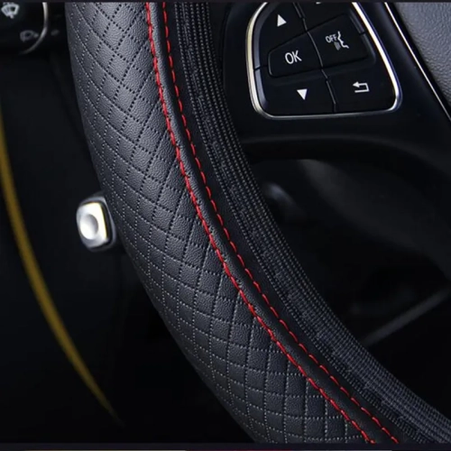 Universal Non-Slip Automobile Steering Wheel Cover: Non-Slip, Embossed Leather for Car-Styling Enhancement