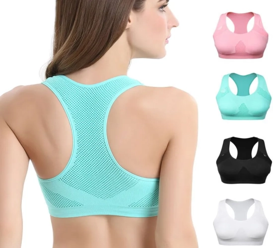 "Enhanced Performance Comfort: Breathable and Shockproof Padded Sports Bra for Women - Ideal for Gym, Running, Fitness, Yoga, and Seamless Double-Layer Design for Maximum Support and Sweat Absorption."