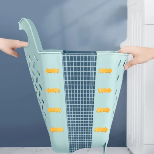 "Foldable Wall-Mounted Laundry Basket: Smart Storage Solution for Bathroom, Keeping Dirty Clothes Neatly Organized with a Household Laundry Bag – Enhance Bathroom Orderliness."