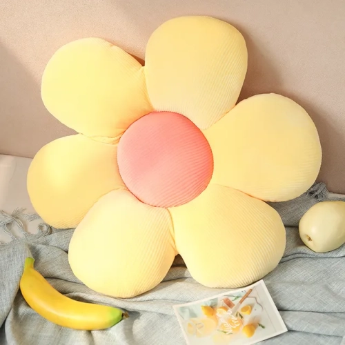 "DG Stuffed Six Petal Flower Cushion: Girly Room Decor Sunflower Pillow, Perfect for Bay Window or Kids Bedroom Seat, Adds a Touch of Pink Floral Charm."