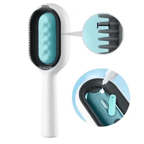 Creative Cat Dog Grooming Comb: Double-Sided Hair Removal Brush with Water Tank – an Innovative Pet Grooming Tool for Kitten and Dog, Complete with Accessories for Pet Care.