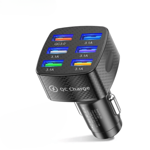 High-Speed Charging Hub: 75W Car Charger with Quick Charge 3.0, 15A, and 6 USB Ports - Versatile Charging Solution for iPhone 13, 12 Pro, Samsung, Xiaomi, Huawei, and More Mobile Phones"