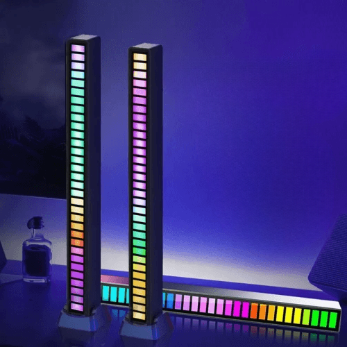 Smart RGB Symphony Sound Control LED Light: Music Rhythm Ambient Pickup Lamp with App Control for Computer Gaming Desktop Decor.