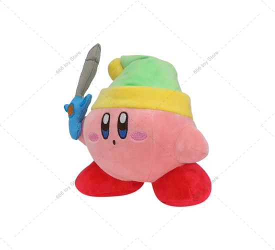 Adorable Anime Star Kirby Sword Plush Toy - High-Quality Stuffed Peluche, Perfect Cartoon Gift for Christmas and Birthdays, Ideal for Children