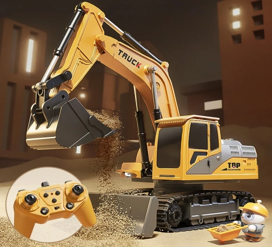 Alloy Remote Control Excavator Toy Car with Lights and Sound Effects – An Electric Automobile Engineering Vehicle for Children's Gifts"