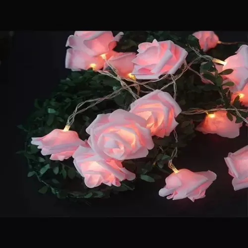 Pink Rose String Lights Battery Operated Flower LED Lights for Bedroom, Home, Dorm Room, Festival Decor, and Romantic Outdoor Lighting