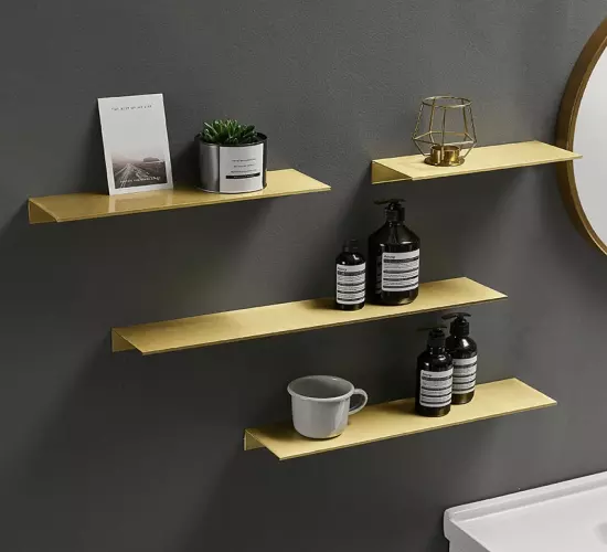 Modern Brushed Gold, Black, and White Bathroom Storage Rack: Versatile Shelves for Bathroom, Kitchen, and Home - Available in 30-50cm Sizes