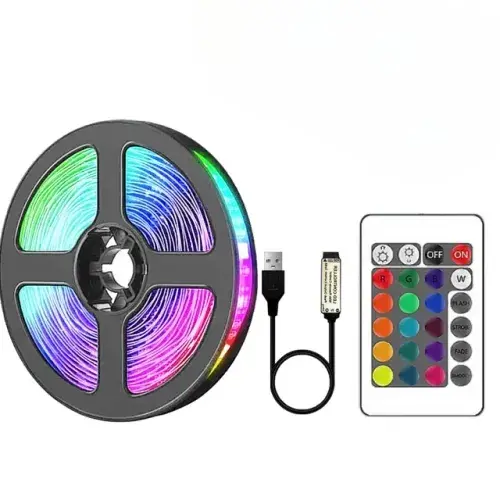 LED Strip Lights with RGB5050 Diodes: USB-Powered, Flexible Tape for Room and Home Decor, Controlled via Mobile App