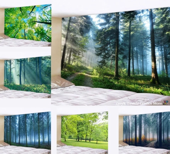 Beautiful Natural Forest Printed Large Wall Tapestry: Affordable Hippie Wall Hanging for Bohemian Wall Decor